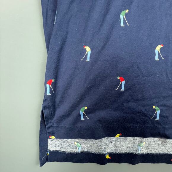 Vintage Polo Golf Ralph Lauren Golfer Print Polo Shirt L Navy All Over Print - Picture 3 of 5